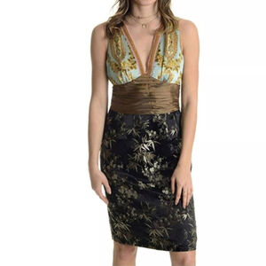 Women's Phoebe Couture Silk Mixed Print Sheath Dress Size 10 Floral‎